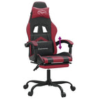 Gaming-Stuhl mit Fußstütze Schwarz und Weinrot Kunstleder
