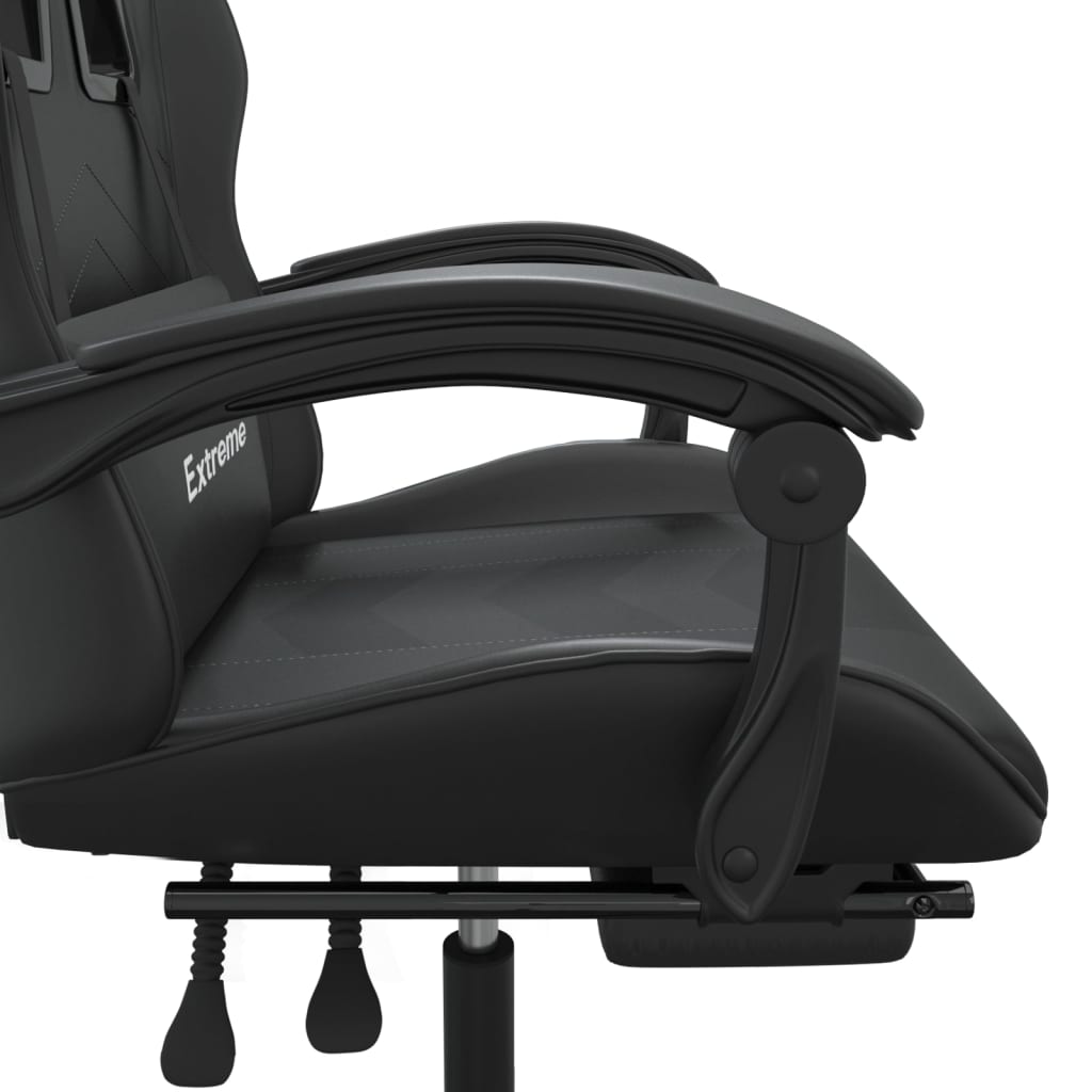 Gaming-Stuhl mit Fußstütze Schwarz Kunstleder