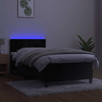 Boxspringbett mit Matratze & LED Schwarz 100x200 cm Samt