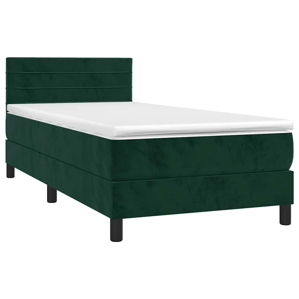 Boxspringbett mit Matratze & LED Dunkelgrün 80x200 cm Samt