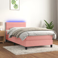 Boxspringbett mit Matratze & LED Rosa 80x200 cm Samt