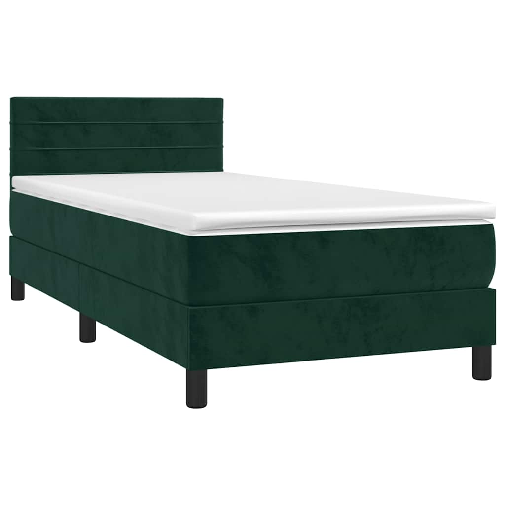 Boxspringbett mit Matratze & LED Dunkelgrün 100x200 cm Samt
