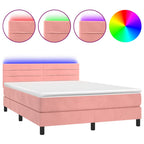 Boxspringbett mit Matratze & LED Rosa 140x190 cm Samt