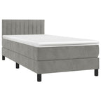 Boxspringbett mit Matratze & LED Hellgrau 80x200 cm Samt