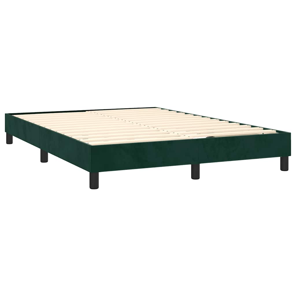 Boxspringbett mit Matratze & LED Dunkelgrün 140x190 cm Samt