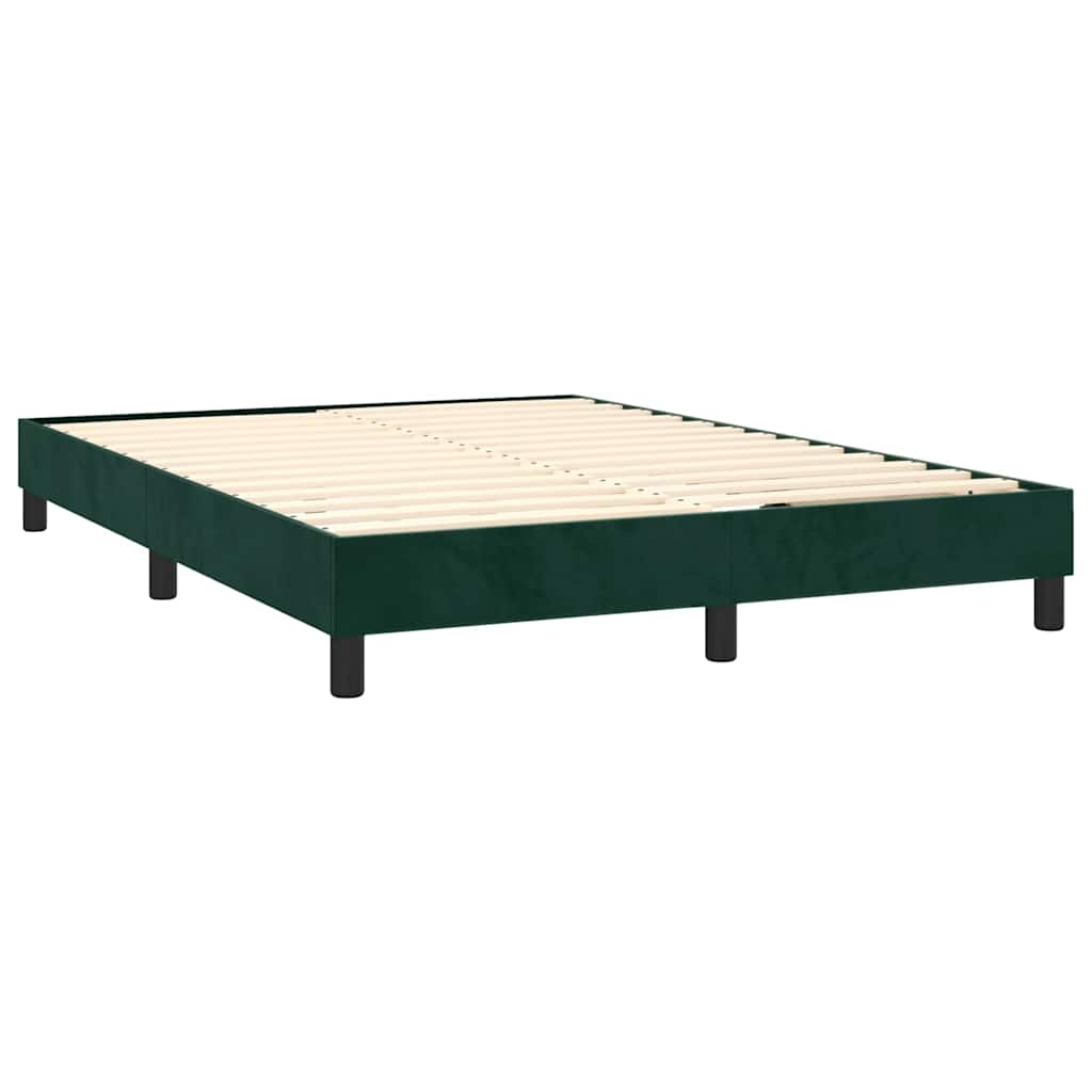 Boxspringbett mit Matratze & LED Dunkelgrün 140x200 cm Samt