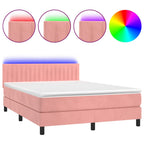 Boxspringbett mit Matratze & LED Rosa 140x200 cm Samt