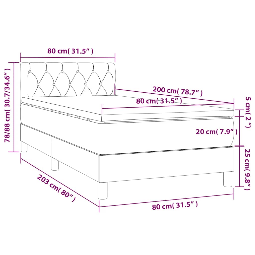 Boxspringbett mit Matratze & LED Dunkelgrün 80x200 cm Samt