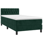 Boxspringbett mit Matratze & LED Dunkelgrün 90x200 cm Samt