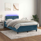 Boxspringbett mit Matratze & LED Dunkelblau 120x200 cm Samt