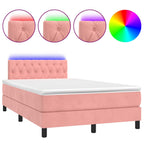 Boxspringbett mit Matratze & LED Rosa 120x200 cm Samt