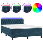 Boxspringbett mit Matratze & LED Dunkelblau 140x190 cm Samt