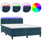Boxspringbett mit Matratze & LED Dunkelblau 140x200 cm Samt