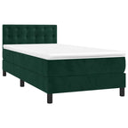 Boxspringbett mit Matratze & LED Dunkelgrün 90x200 cm Samt