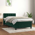 Boxspringbett mit Matratze & LED Dunkelgrün 90x200 cm Samt