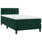 Boxspringbett mit Matratze & LED Dunkelgrün 100x200 cm Samt