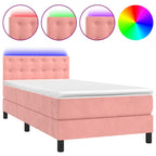 Boxspringbett mit Matratze & LED Rosa 100x200 cm Samt