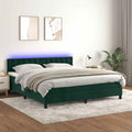 Boxspringbett mit Matratze & LED Dunkelgrün 160x200 cm Samt