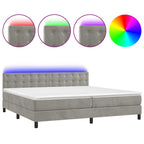 Boxspringbett mit Matratze & LED Hellgrau 200x200 cm Samt