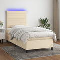 Boxspringbett mit Matratze & LED Creme 80x200 cm Stoff