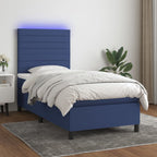 Boxspringbett mit Matratze & LED Blau 80x200 cm Stoff