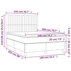 Boxspringbett mit Matratze & LED Hellgrau 140x200 cm Stoff
