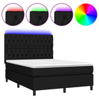 Boxspringbett mit Matratze & LED Schwarz 140x200 cm Stoff