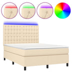 Boxspringbett mit Matratze & LED Creme 140x200 cm Stoff