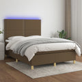 Boxspringbett mit Matratze & LED Dunkelbraun 140x200 cm Stoff