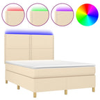 Boxspringbett mit Matratze & LED Creme 140x200 cm Stoff