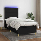 Boxspringbett mit Matratze & LED Schwarz 100x200 cm Stoff