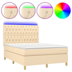 Boxspringbett mit Matratze & LED Creme 140x190 cm Stoff