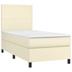 Boxspringbett mit Matratze & LED Creme 90x190 cm Kunstleder