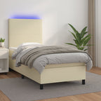 Boxspringbett mit Matratze & LED Creme 90x190 cm Kunstleder