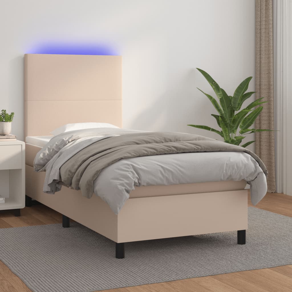 Boxspringbett mit Matratze & LED Cappuccino-Braun 90x190cm