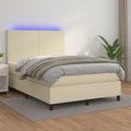 Boxspringbett mit Matratze & LED Creme 140x190 cm Kunstleder