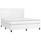 Boxspringbett mit Matratze & LED Weiß 180x200 cm Kunstleder