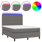 Boxspringbett mit Matratze & LED Grau 140x200 cm Kunstleder