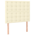 Boxspringbett mit Matratze & LED Creme 90x200 cm Kunstleder