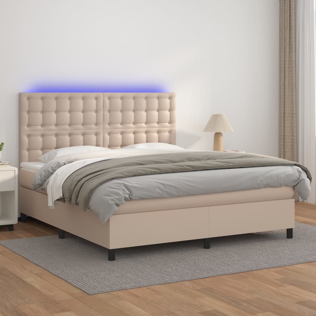 Boxspringbett mit Matratze & LED Cappuccino-Braun 160x200cm