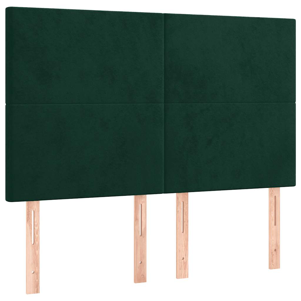 Boxspringbett mit Matratze & LED Dunkelgrün 140x190 cm Samt