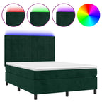 Boxspringbett mit Matratze & LED Dunkelgrün 140x200 cm Samt
