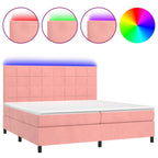 Boxspringbett mit Matratze & LED Rosa 200x200 cm Samt