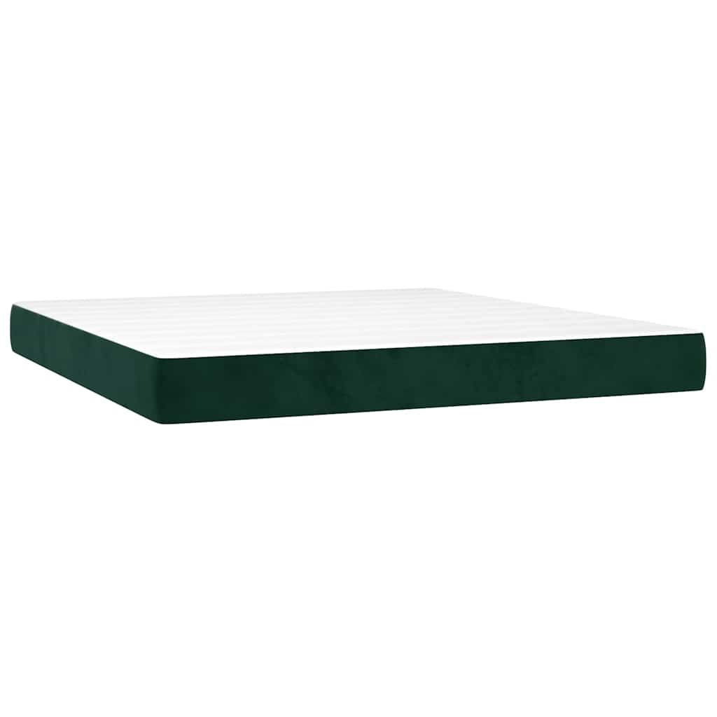 Boxspringbett mit Matratze & LED Dunkelgrün 160x200 cm Samt