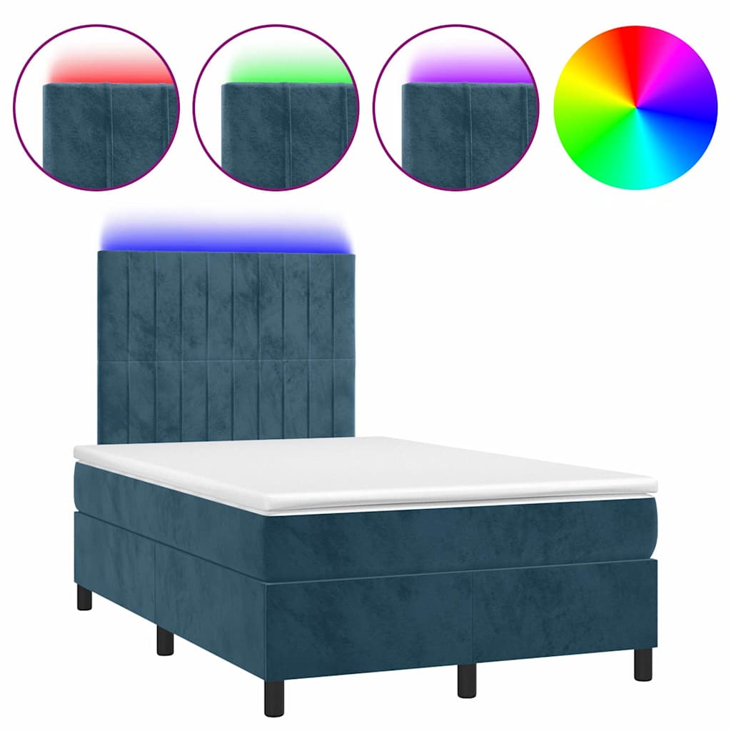 Boxspringbett mit Matratze & LED Dunkelblau 120x200 cm Samt