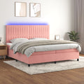 Boxspringbett mit Matratze & LED Rosa 200x200 cm Samt