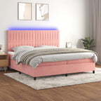 Boxspringbett mit Matratze & LED Rosa 200x200 cm Samt