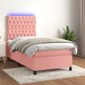 Boxspringbett mit Matratze & LED Rosa 90x190 cm Samt