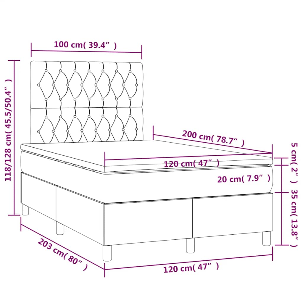 Boxspringbett mit Matratze & LED Dunkelgrün 120x200 cm Samt