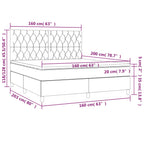 Boxspringbett mit Matratze & LED Hellgrau 160x200 cm Samt